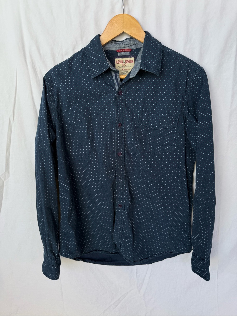 Hudson & Bannon Navy Microdot Long-Sleeve Button-Up Shirt